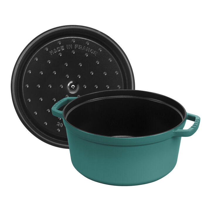 Cast Iron, 7 qt, Round, Dutch Oven, Turquoise, large 3