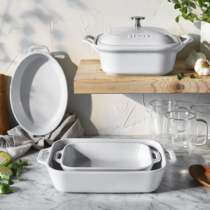 Stoneware, 5-pc, Mixed Baking Dish Set, white, large 2
