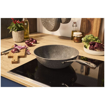 Wok Tava | 30 cm | Al&uuml;minyum | titanyum takviyeli seramik yapışmaz kaplama,,large 5
