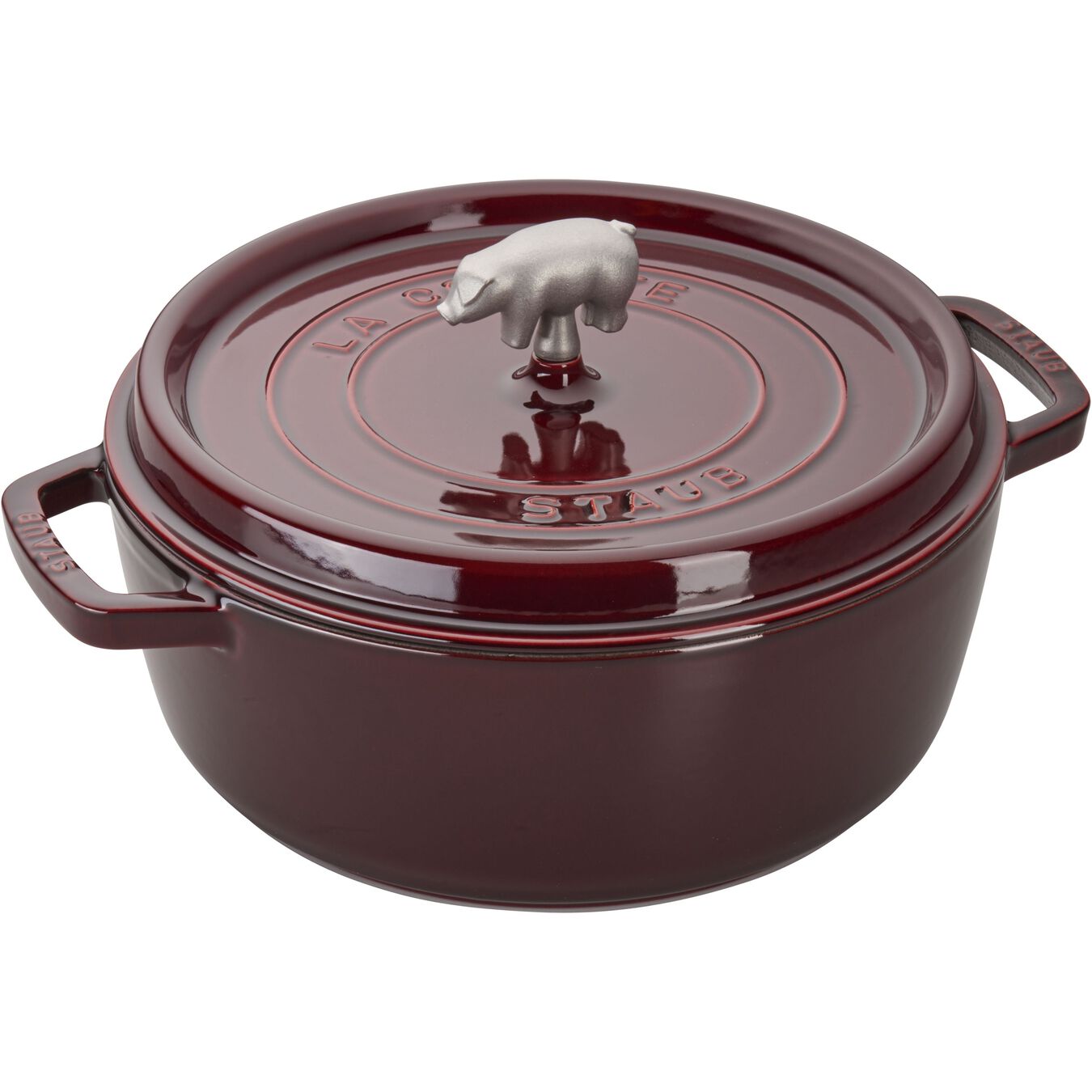 5.7 l cast iron pig Cocotte, grenadine-red - Visual Imperfections,,large 5