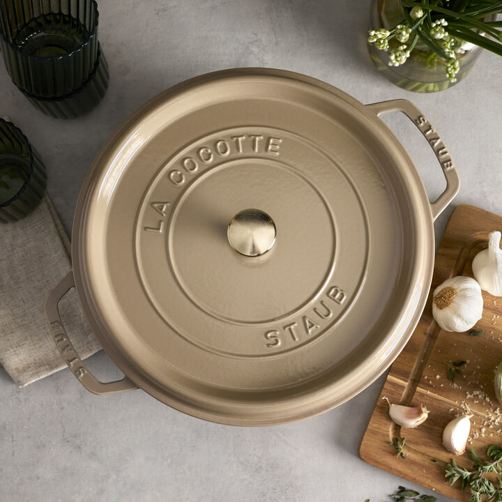 Cast Iron, 7 qt, Round, Cocotte, Sesame - Factory Second, large 4