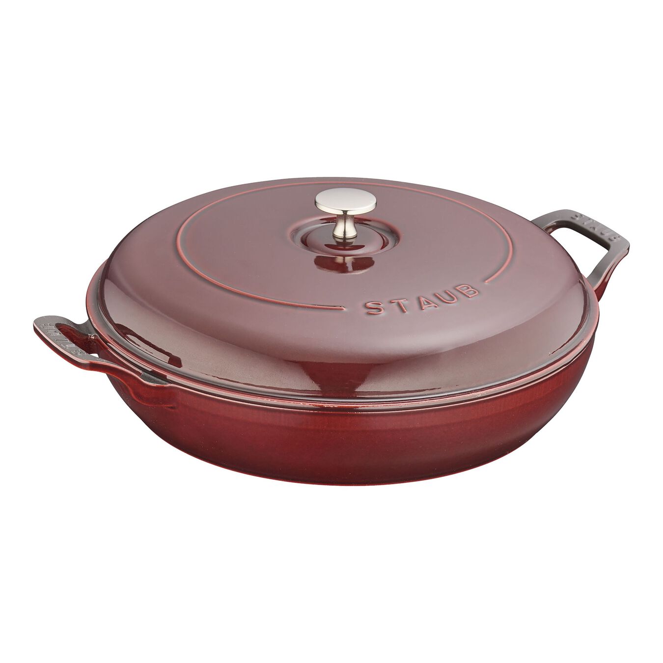 Staub Cast Iron Braisers/ Sauté Pans 12inch, Braiser, grenadine