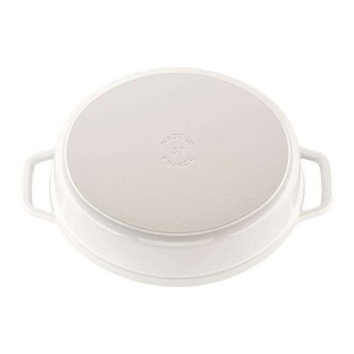 Cast Iron, 5.75 qt, Oval, Coq Au Vin Dutch Oven, Pure-white, large 2