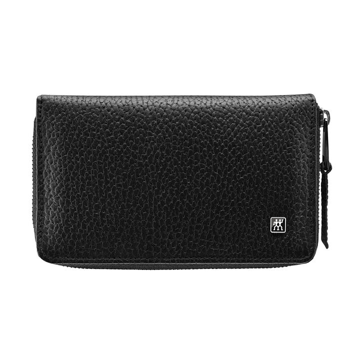 PREMIUM, 5-pcs Leather Zip fastener case black, large 2