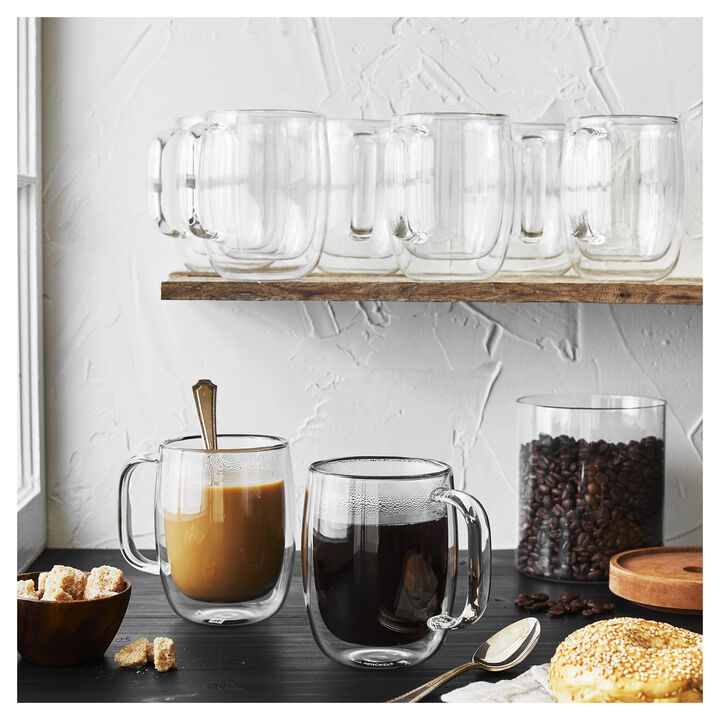 Sorrento Plus Double Wall Glassware, 12-oz-/-8-pc  Coffee Glass Mug Set, large 2