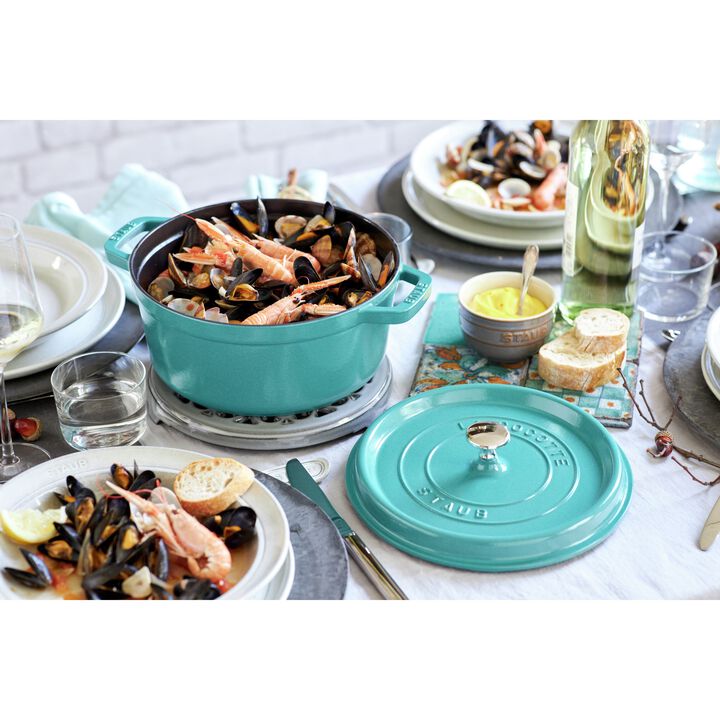 鋳物ホーロー鍋, ピコ・ココット 20 cm, ラウンド, ミント, 鋳鉄, large 3