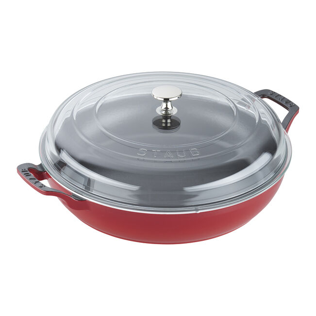 3.5 qt, Cast Iron Braiser With Glass Lid, Cherry