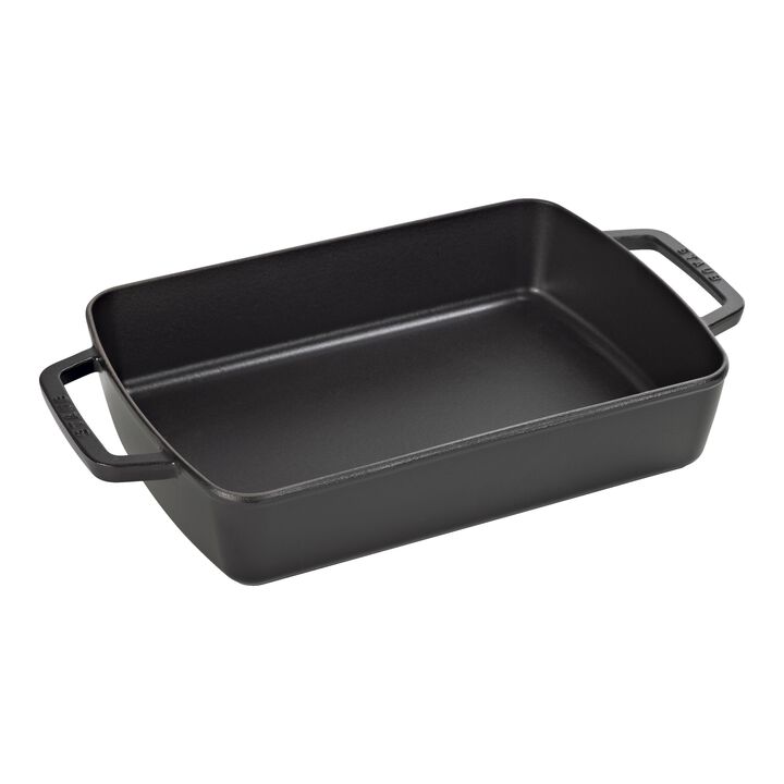 Cast Iron, 12-x 8-inch, Rectangular, Roasting Pan, Black Matte, large 1