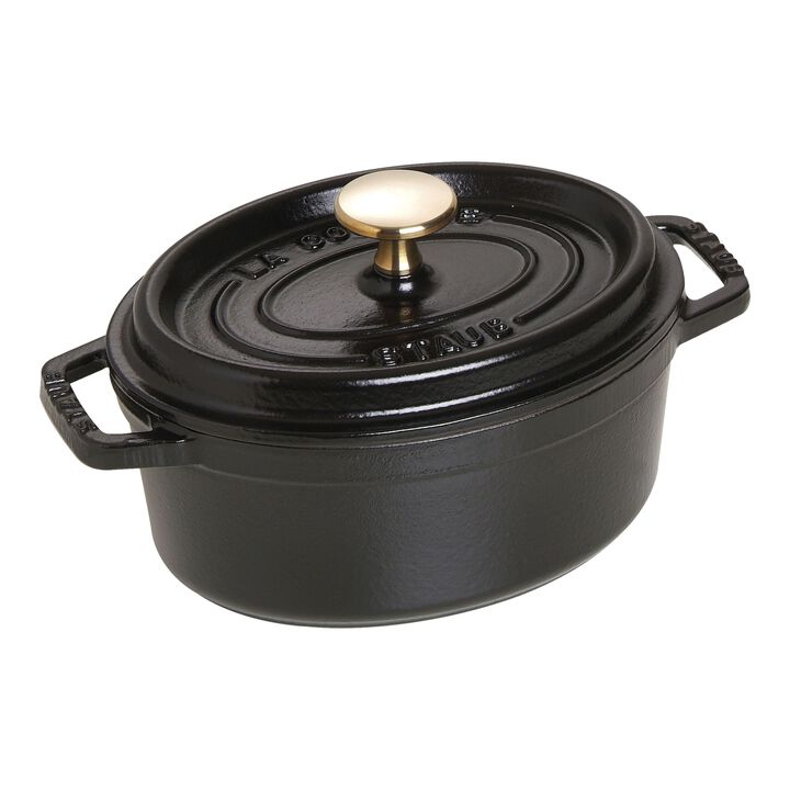 Cast Iron, 1.1 qt, Oval, Dutch Oven, Black Matte, large 1