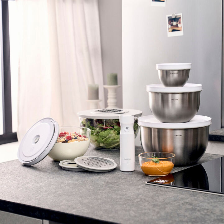Fresh & Save BOWLS, Vacuum bowl set S/M/L / 13 Piece, glass, transparent-white, large 2