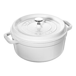 Staub Cast Iron, 4 qt, round, Cocotte, white - Visual Imperfections