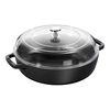 3.7 l cast iron round Saute pan with glass lid, black,,large