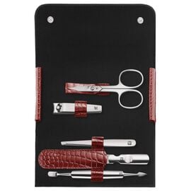 ZWILLING Classic Inox, 5-pc, Leather Snap fastener case, red