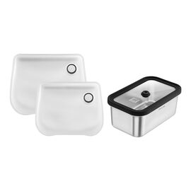 FlexBags- und Vakuumboxset, 4tlg. /S/M, Transparent / Silber, Edelstahl / Kunststoff