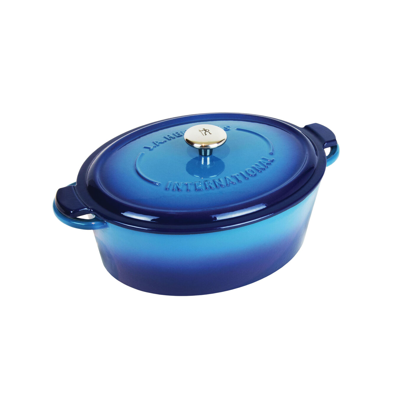 4.4 l cast iron oval French oven, blue,,large 1