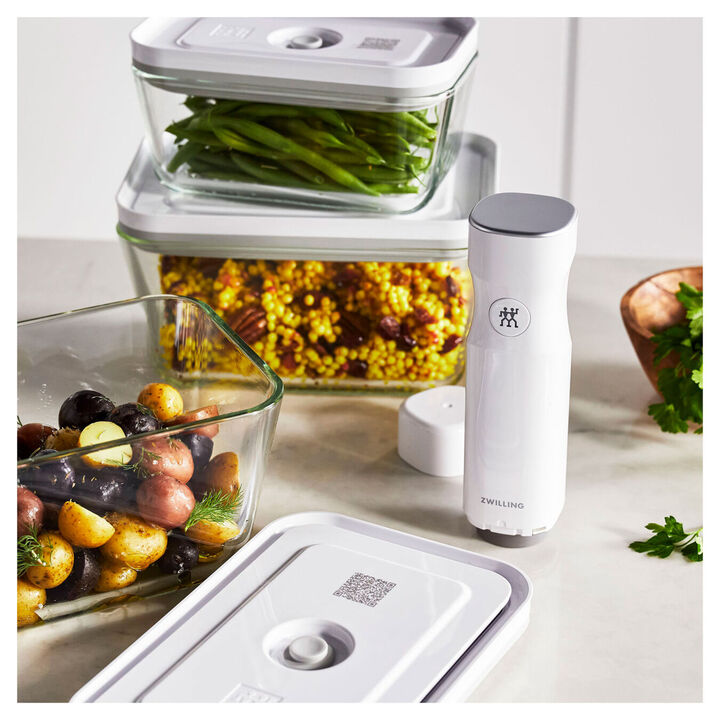 FRESH & SAVE, Set de démarrage sous vide avec multi-râpe, 7-pcs/ M/L, gris/transparent, Verre, large 4