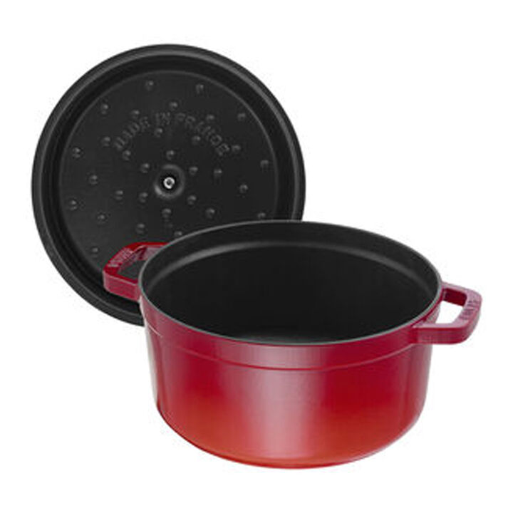 Cast Iron, 7 qt, Round, Dutch Oven, Cherry, large 3