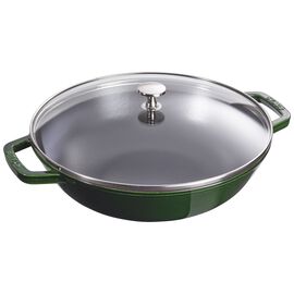 Staub Specialities, 30 cm Cast iron Wok with glass lid basil-green
