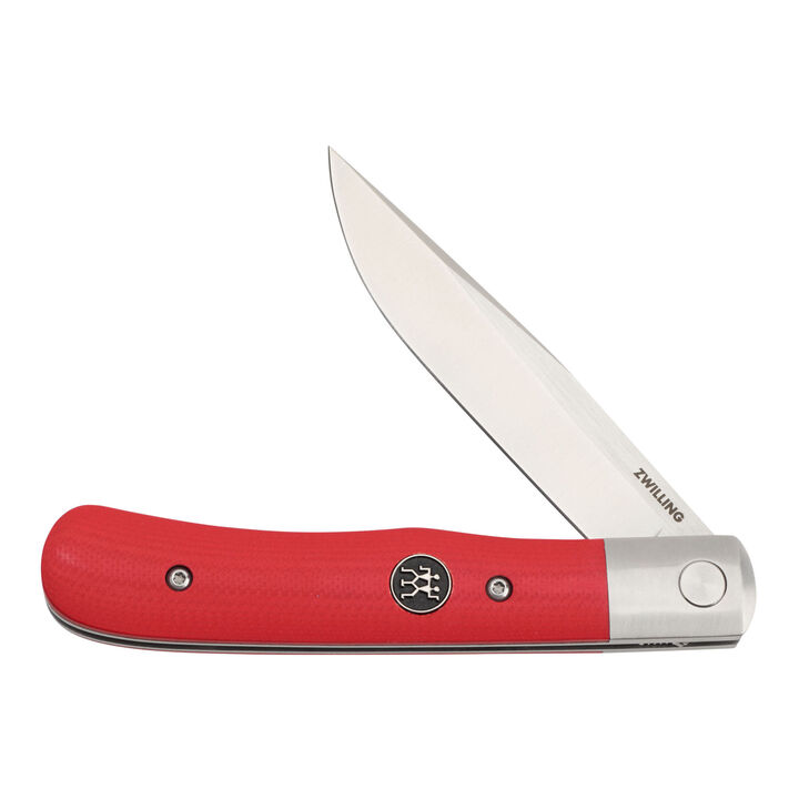 Outdoor, 3-inch, Flipper Folding Pocket Knife, Red G10, large 1
