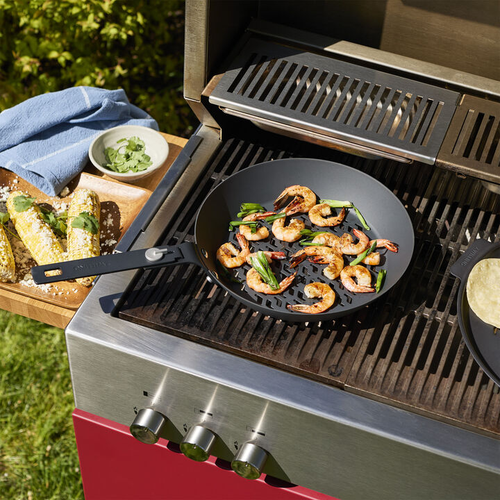 BBQ+, Perforated Carbon Steel Fry pan and Pizza Pan Set, large 3