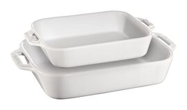 Staub Ceramic - Rectangular Baking Dishes/ Gratins, 2-pc, Rectangular Baking Dish Set, white
