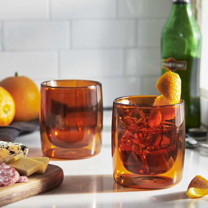 Sorrento Bar, 2-pc Tumbler Glass Set - Amber, Double Wall , large 3