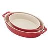 Ceramic - Oval Baking Dishes/ Gratins, 2-pc, Baking Dish Set, Cherry, small 1