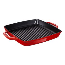 Staub Grill Pans, 28 x 28 cm square Cast iron Grill pan cherry