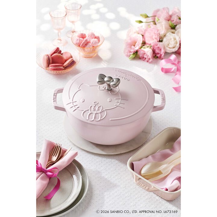 鋳物ホーロー鍋, Wa-NABE・フレンチオーブン Hello Kitty 24 cm, 鋳鉄, large 2