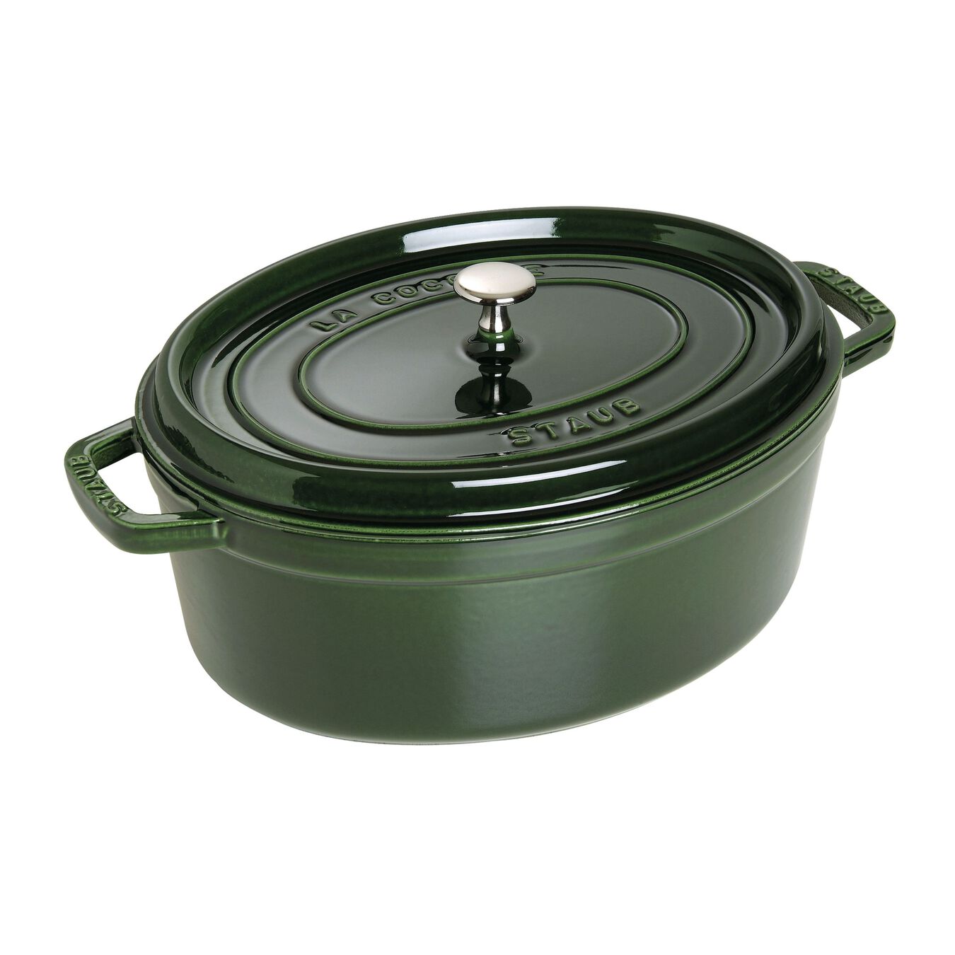 33 cm oval Cast iron Cocotte basil-green,,large 1