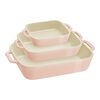 Ceramique, Rectangular Baking Dish Set Macaron light pink 3 Piece, small 1