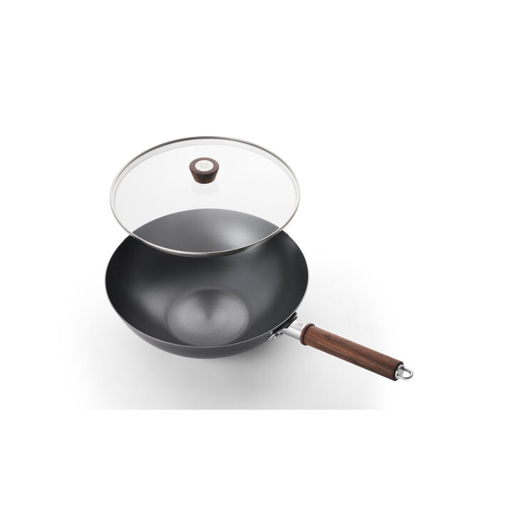 Dragon, 12-inch, Carbon Steel, Wok With Lid, Black Matte, large 3