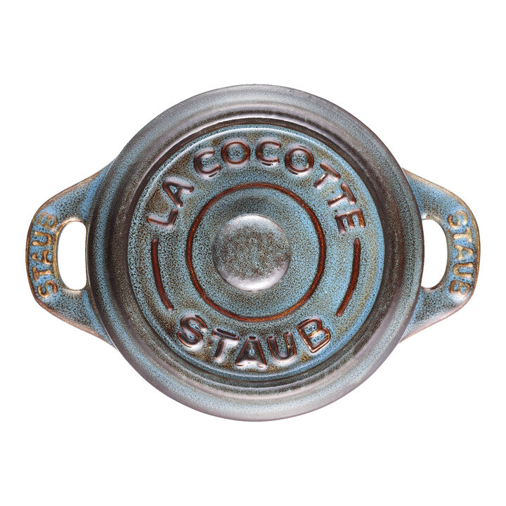 Ceramique, Minigryta 10 cm, Rund, Antik turkos, Ceramic, large 3