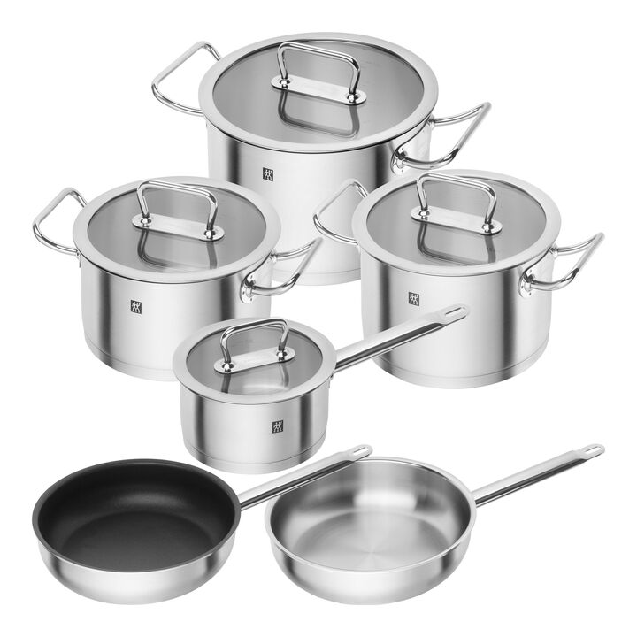 Set de casseroles et poêles, 6-pcs. /16/20/24/26 cm, argent, Inox, large 1