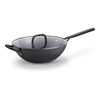 Milano, 12-inch, Aluminum, Wok With Glass Lid, Black Matte, small 1