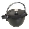 Cast Iron, 1 qt, Round, Tea Kettle, Black Matte, small 1