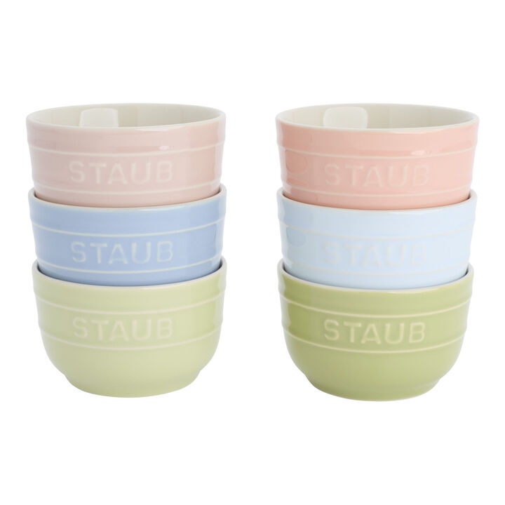 Ceramique, 4-inch / 6-pc, Ramekin set macaron, mixed colors, large 1