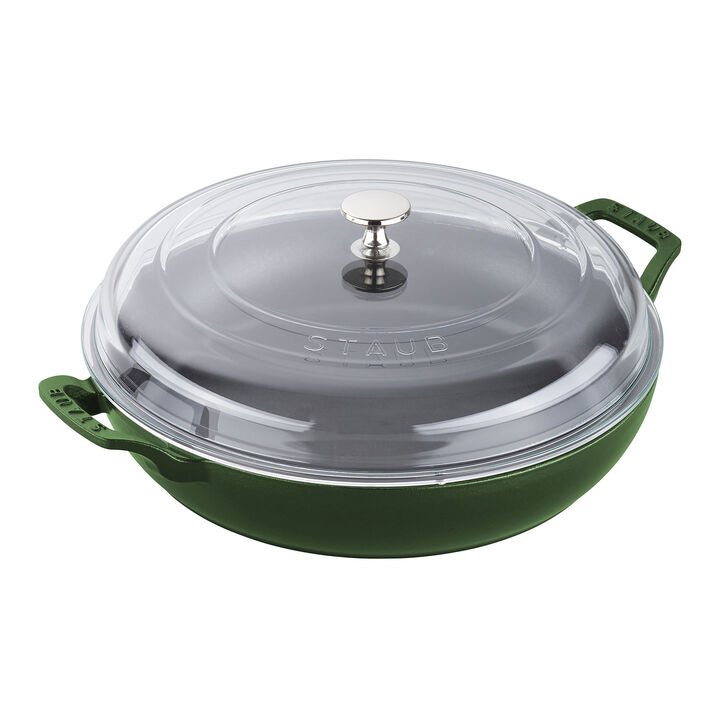Cast Iron, 3.5 qt, Braiser With Glass Lid, Basil - Factory Second, large 1