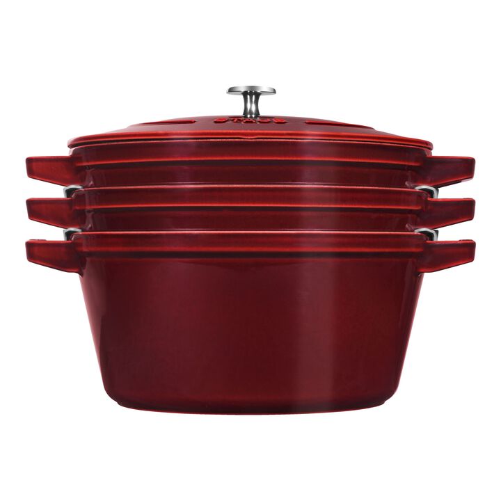 Cast Iron, 4-pc Stackable Set, Grenadine, Cast Iron , large 1