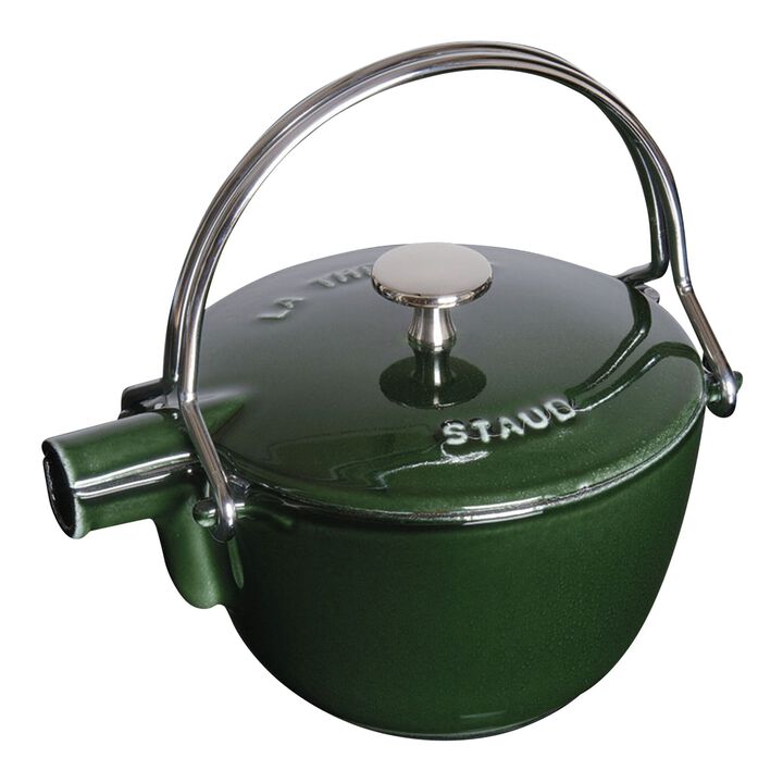 Cast Iron, 1 qt, Round, Tea Kettle, Basil, large 1