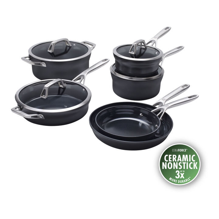 Motion Ceramic, 10-pc, Hard Anodized Ceramic Nonstick Cookware Set, large 1