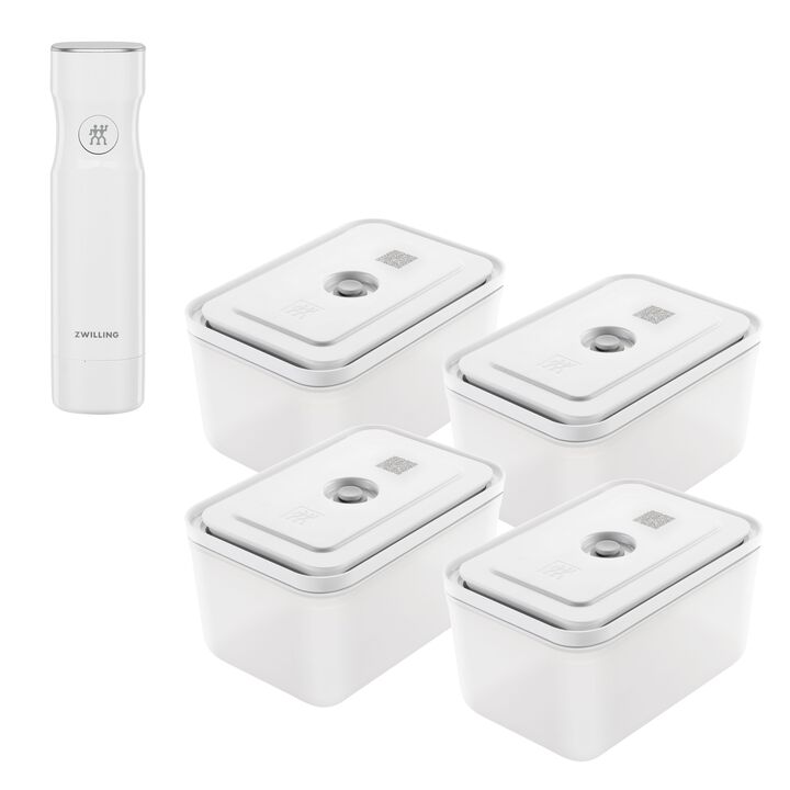 Set boîtes sous-vide & pompe, 5-pcs. /L, semi transparent-gris / blanc, Plastique, large 1
