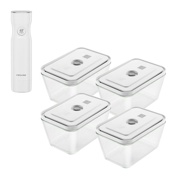 Set boîtes sous-vide & pompe, 5-pcs. /L, gris / blanc, Plastique / Verre, large 1