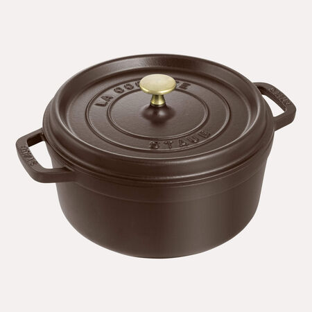 26 cm round Cast iron Cocotte chocolate