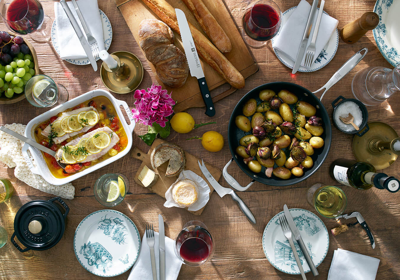 Sea Bass with Candied Tomatoes and Roasted Artichokes and Potatoes