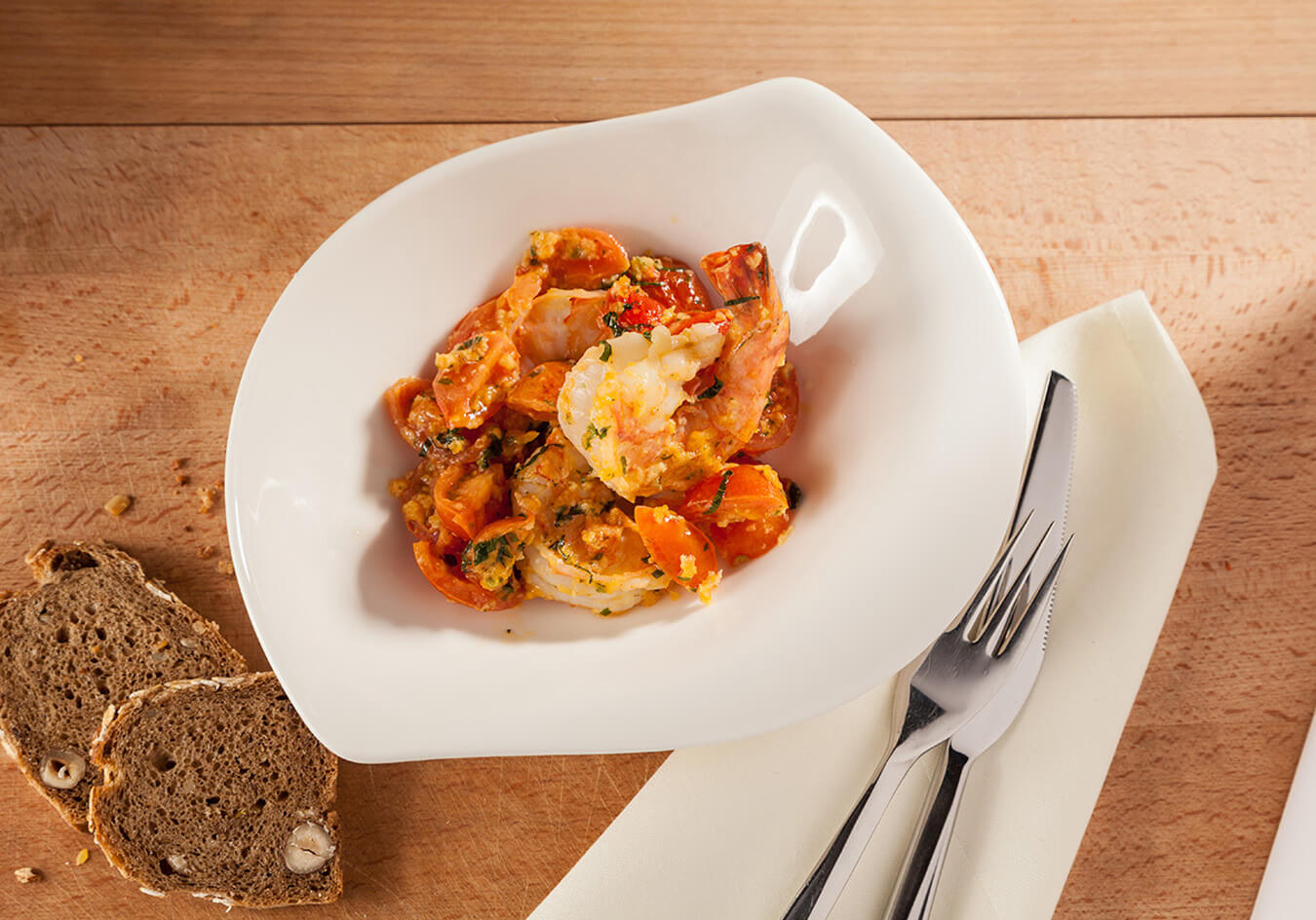 Prawns in herb butter