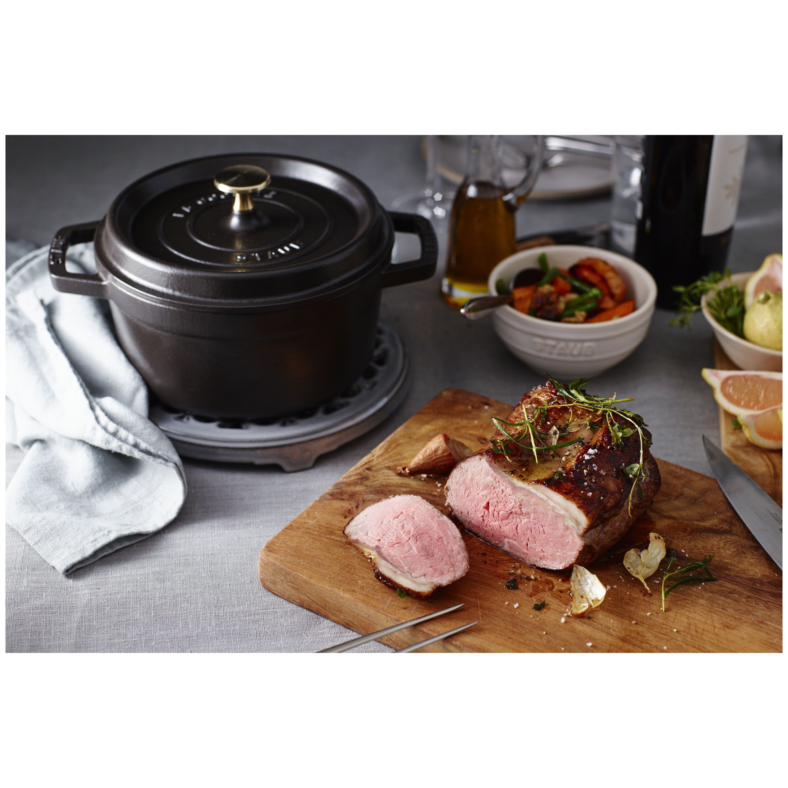 STAUB ストウブ ピコ・ココット ラウンド ミント 22cm 両手鍋 IH可