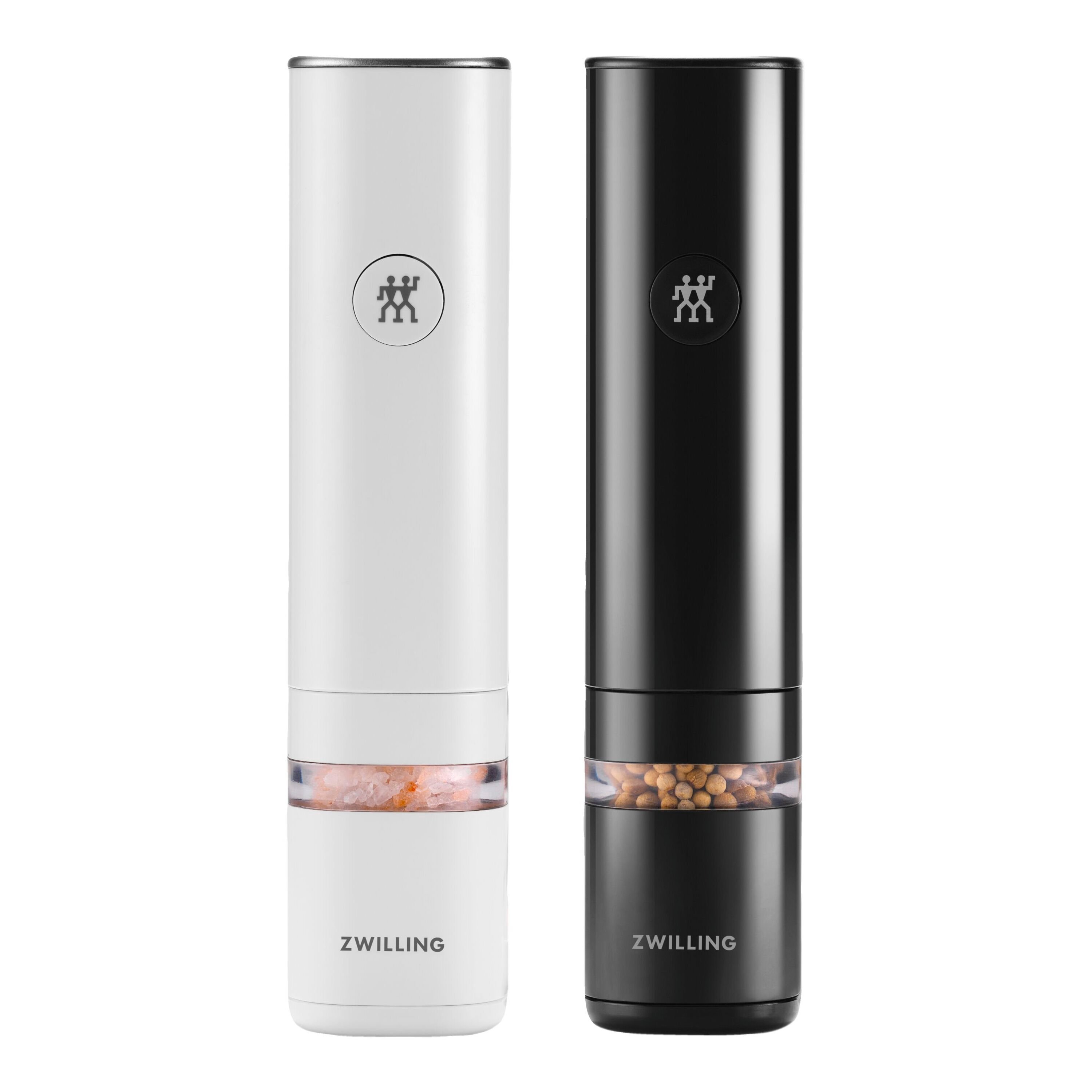 Salt and Pepper Grinder Set of 2 with Modern Thumb Push Button Red