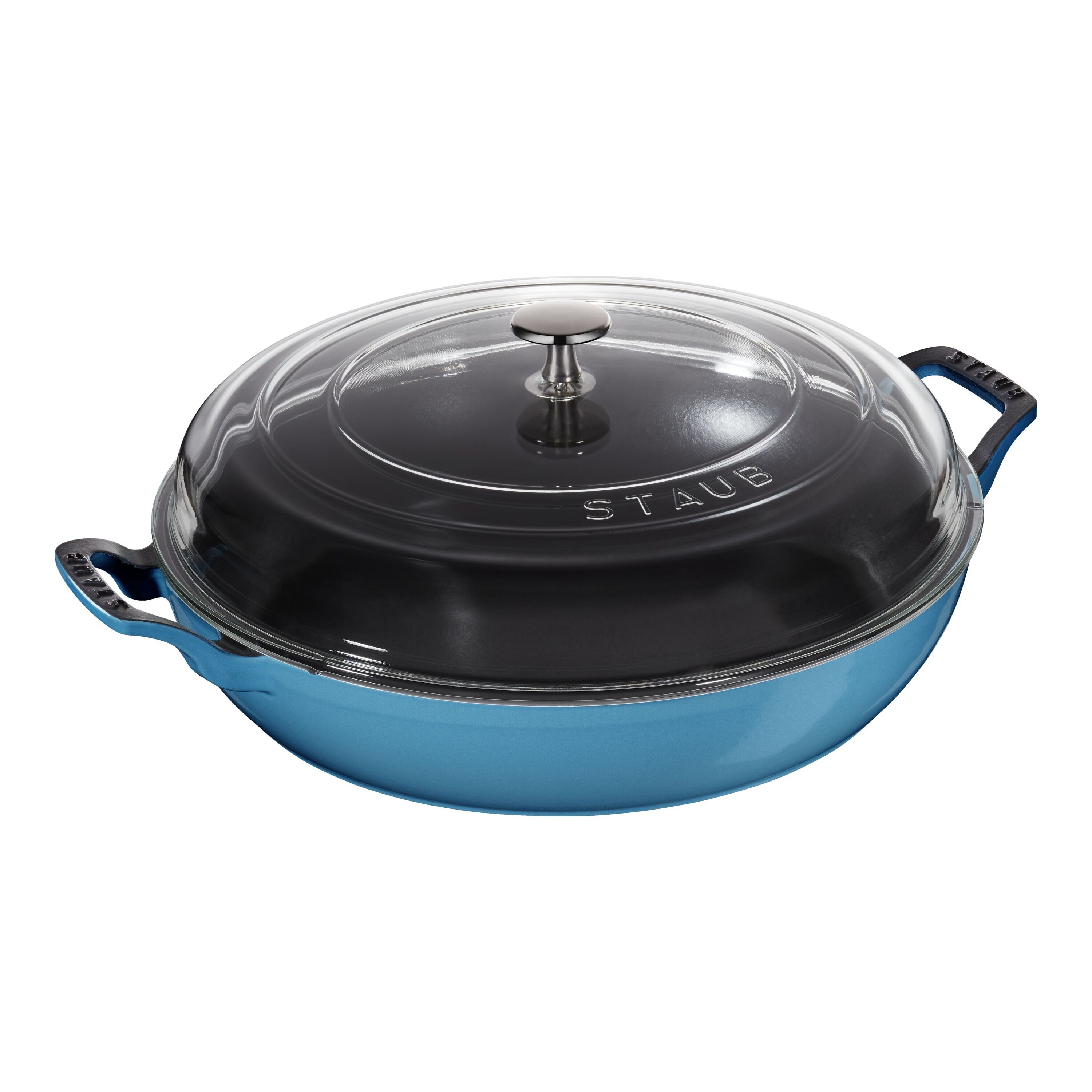 Staub Cast Iron 12inch, Saute pan with glass lid, blue Official