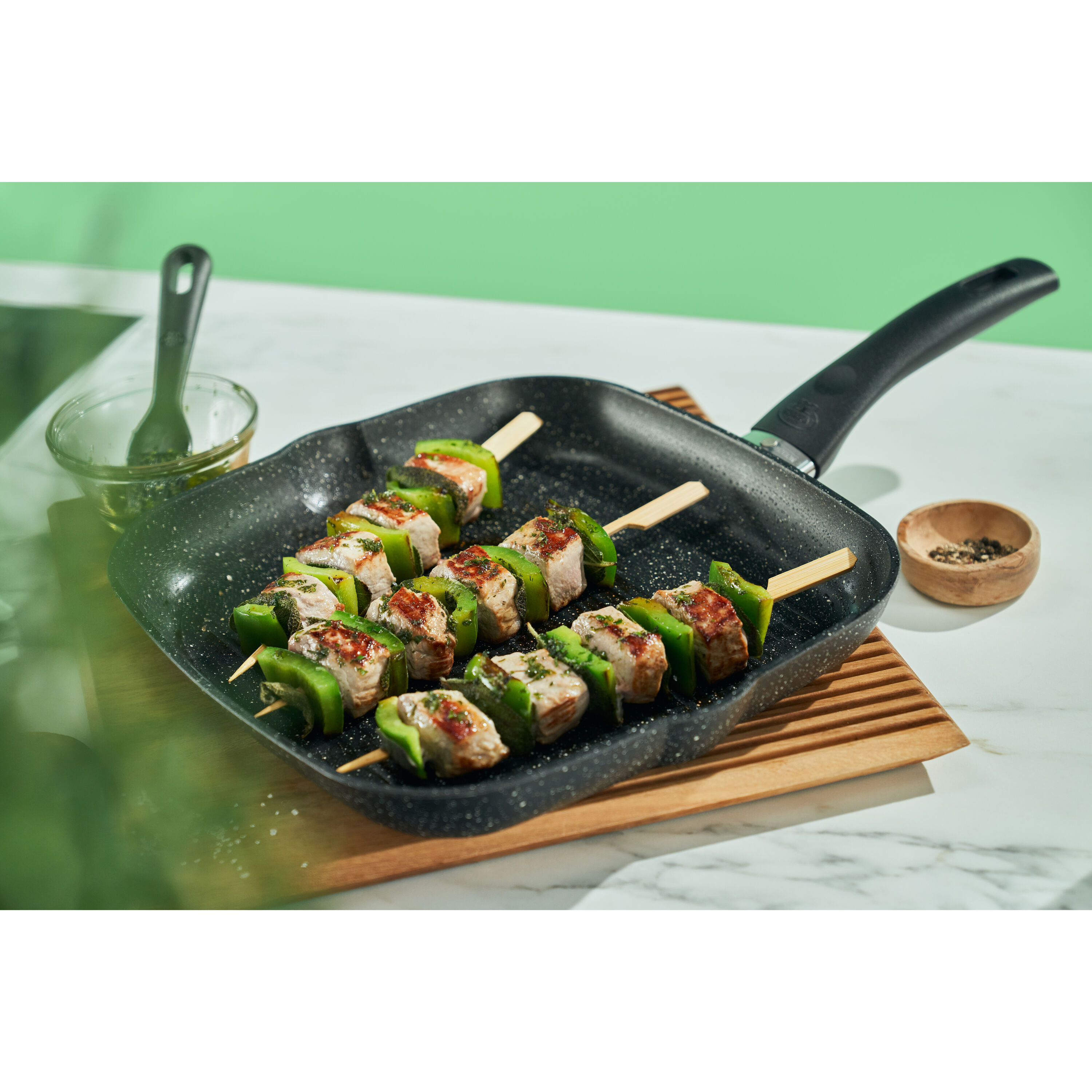 Poêle Grill Ballarini Greenline 28 Cm - Revêtement Anti-adhésif Keravis Extreme, économie D'énergie, Garantie 7 Ans